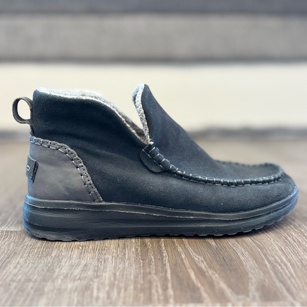 Hey Dude Denny Suede Black Ankle Boots 6